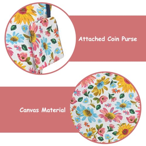 Image of NGIL Medium Top Zipper Closure Canvas Tote Bag with Attached Matching Coin Purse For Moms and Nurses