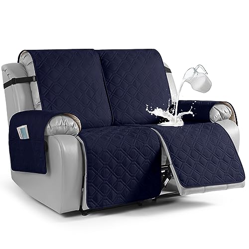 Image of VANSOFY Waterproof Recliner Loveseat Covers Washable, Dark Blue,2 Seater | 1-Piece, Non-Slip with Elastic Straps, Sofa Cover with Pocket for Dogs, Pets