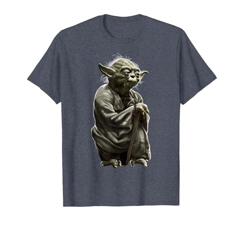 T-Shirt Graphique Star Wars Yoda Crouching Portrait T-Shirt, Homme, Bleu Chiné, M