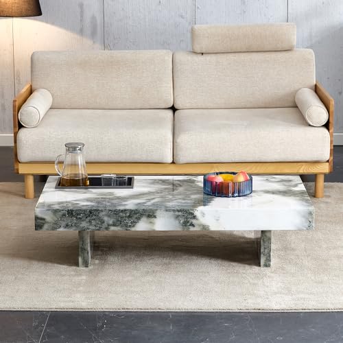 Vohuai Marble Coffee Table,47 Inch Living Room Table,Modern Coffee Table With Stainless Steel Storage thumb #3