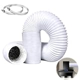 4inch x 10ft (3M) Air Conditioning Hose Ducting Tumble Dryer Vent Hose, Aluminium 100mm Ducting, Wide Long Flexible Aluminium PVC Air with 2 Clamps for Extractor Fan Tumble Dryer(White)