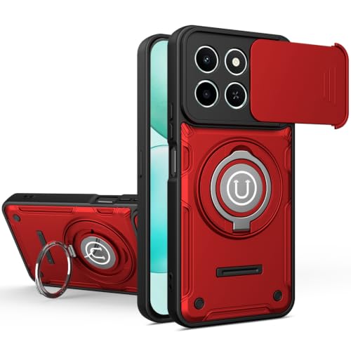 Coque Honor X7D antichoc rouge avec support et protège-caméra