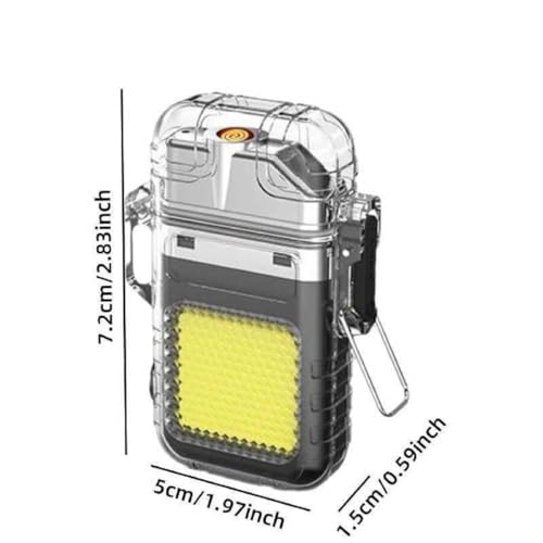 Image of Waterproof LED Flashlight Plasma Lighter | USB Rechargeable Keychain Torch | Windproof Flameless Mini Lantern for Outdoor, Camping, Hiking, Survival | Transparent Multi-Utility Pocket Light
