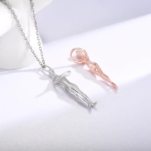 Hug Necklace for Women Wife Girlfriend 925 Sterling Silver Man and Woman Hugging Necklace Couples Jewelry2