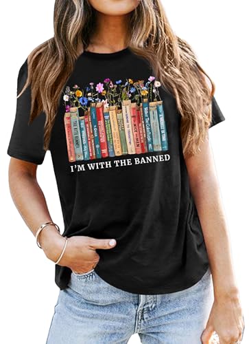Image of Books Shirts for Women Reading T-Shirt Book Lover Tops Funny Readers Gifts Clothes Casual Librarian Tees
