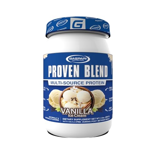 Gaspari Nutrition Proven Blend, Multi Source Protein Powder, Beef Protein Isolate, Whey Concentrate, and Whey Isolate, Builds Lean Muscle, 24g of Protein (28 Servings, Vanilla Ice Cream)