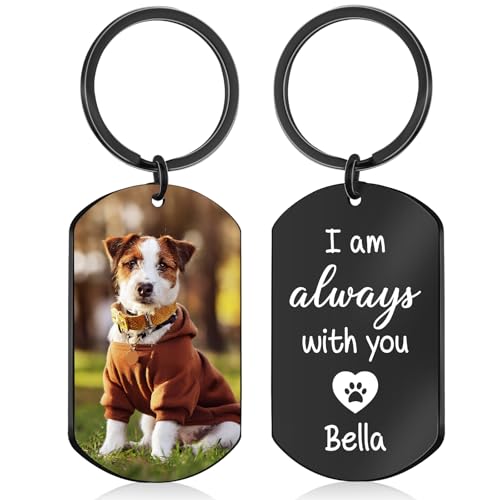 Custom Pet Memorial Keychain - Dog & Cat Photo Keychain - Personalized Loss of Pet Sympathy Gift