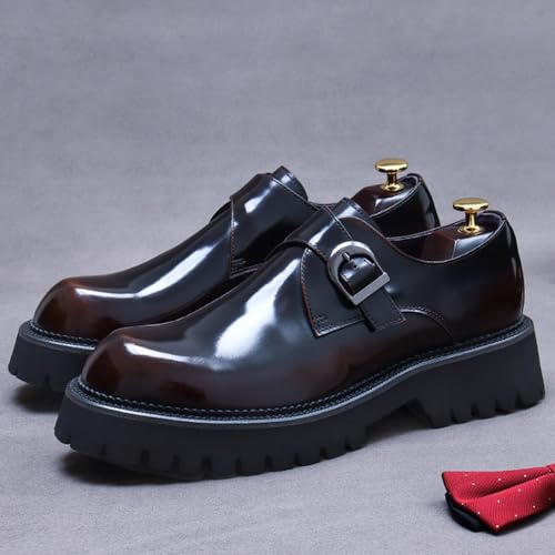 Mens Buckle Genuine Leather Shoes, Formal School Uniform Shoe for Work Office, Smart Fashion Wedding Shoe4