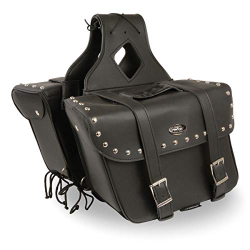 Image of Milwaukee Leather Studded Throw-Over Motorcycle Saddlebags - Synthetic Leather - Universal Fit - Zip-Off - Large