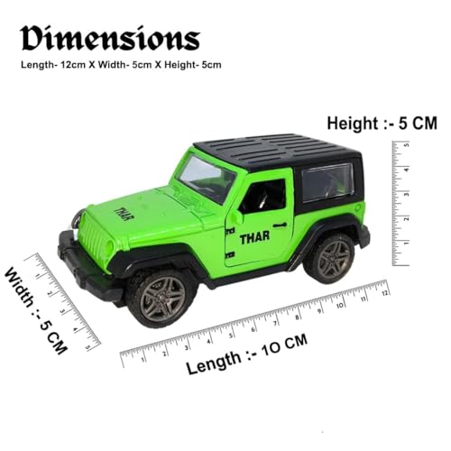 Image of SHAKTISM Thar Diecast Model Toy, 1:32 Scale with Sound & Lights Pull Back Collectible Vehicle Toy Door Opening Scale Car Model Birthday Gift for Boys Girls (Green-Diecast Metal Car)