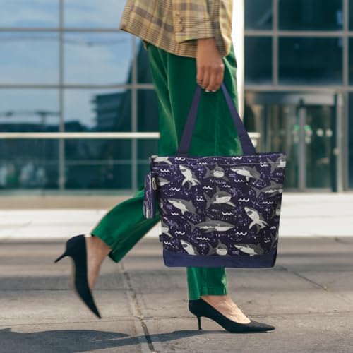 Image of NGIL Medium Top Zipper Closure Canvas Tote Bag with Attached Matching Coin Purse For Moms and Nurses