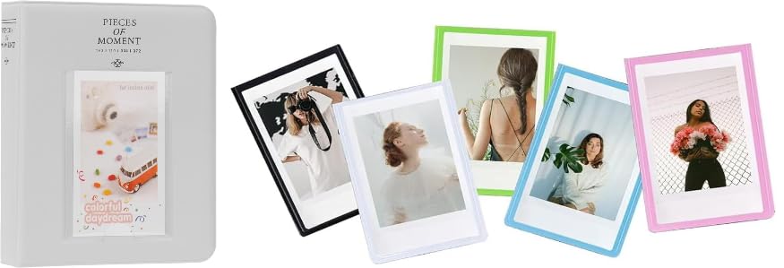 Image of ZENKO 64-Pocket Album + 5 Magnetic Frames fits Fujifilm Instax Film Roll Mini (12, 11, 9, 8, 40, Evo, Liplay), Mini Link Printer, Polaroid Snap Touch, PIC-300, Z2300 Mint Instant Cameras (Grey)