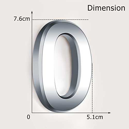 20 Pieces House Numbers Mailbox Numbers 0-9, 3D Door Address Numbers Self Adhesive Mailbox Numbers Sticker Or House, Apartment, Office, Hotel Room, Mailbox Signs (Silver,3 Inch) #TOP1