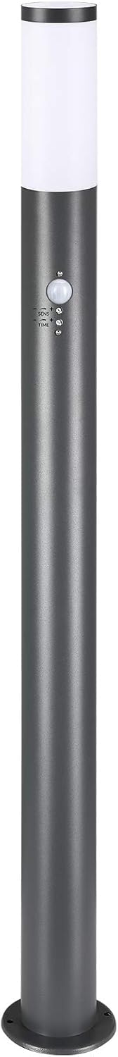 Monzana® Outdoor Mains Powered Post Light with Motion Sensor 100cm Anthracite Garden Bollard Light | Stainless Steel Post Lights Bollard Lights Outdoor Pathway Lamp E27, IP44 Weatherproof, Ivy