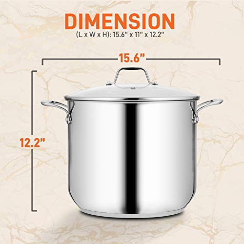 Nutrichef Stainless Steel Stock Pot-18/8 Food Grade Heavy Duty Induction-Large, Stew, Simmering, Soup See Through Lid, Dishwasher Safe Ncsp16, 15 Quart Pot #TOP1