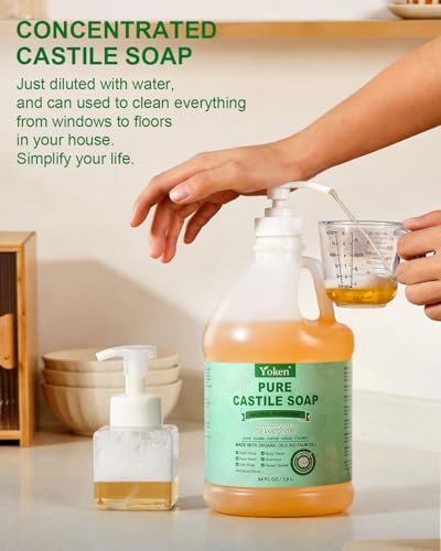 Image of Yoken EWG Peppermint Castile Soap 64oz, Multi-Use Liquid Soap Cleanser