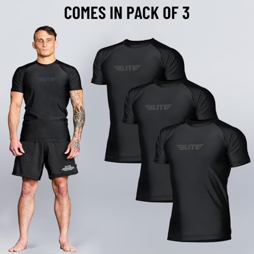 Elite Sports Jiu Jitsu BJJ Rash Guards, Men’s BJJ, No GI, MMA Ranked Short Sleeve Compression Base Layer Rash Guard2