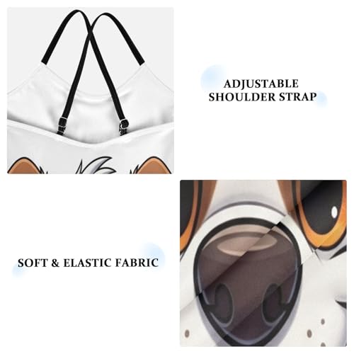 Girls Swimming Suits Beach Swim Suits Kids 3-10 Y with Adjustable Shoulder Strap, Happy Cartoon Dog Brown White3