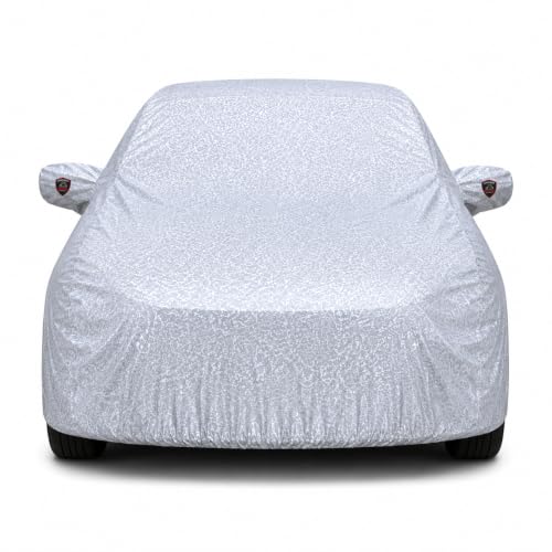 Image of Autofurnish 'Aero Series' Car Cover for Aveo U-VA 2006-2012 (100% Waterproof, Triple Stitched, Bottom Elastic, Dustproof, Secure Buckle Strap,Precision-Fit & Breathable Fabric, Car Body Cover) Silver