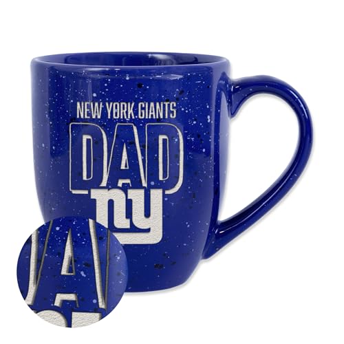 Rico Industries NFL Football New York Giants Dad Royal Blue 16 oz Team Color Laser Engraved Speckled Ceramic Coffee Mug