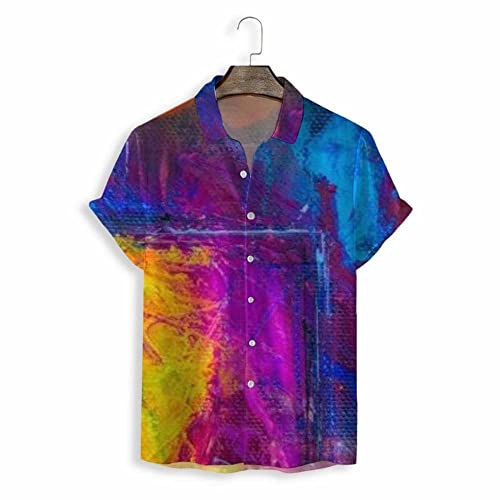 Chemise hawaïenne à motif d'art abstrait coloré et manches courtes pour un style d'été unique