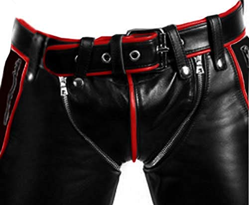 Mens Real Black Cow Leather Heavy Duty Bondage Pants Jeans BLUF Gay Pant Trouser2