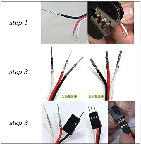 RUNCCI-YUN 270 PCS JR Servo Connector, 3 Pin RC Servo Plug Servo Cable Wire Connector Male Female Kit +5M Servo Cable for Futaba Style Servo Connector JR Hitec