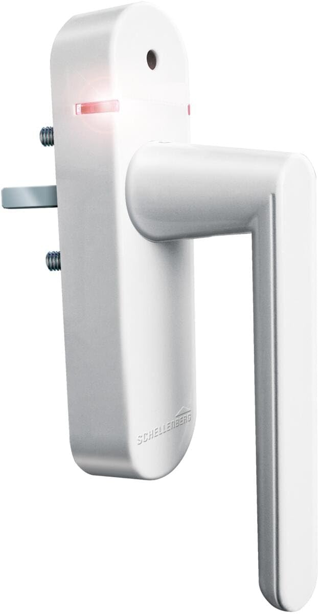 Schellenberg 46512 Fenstergriff mit Alarm, Balkontürgriff, Smart Home Funk-Alarmgriff - für mehr Sicherheit, laute Alarmfunktion, 32-43 mm Vierkantlänge - stufenlos einstellbar, Weiß