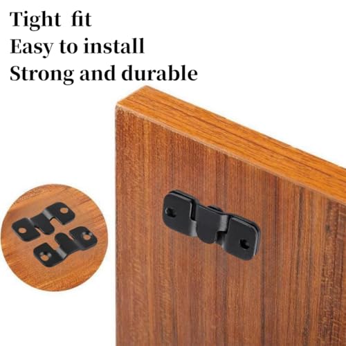 Image of 8 Pairs Interlocking Flush Mount Bracket Picture Hanging Hooks Stainless Steel Heavy Duty Photo Frame Hook Large Picture Hanger Buckle Furniture Connector Headboard Wall Mounting Hardware（Black）