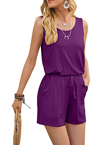 Image of DouBCQ Womens Summer Casual Sleeveless Loose Jumpsuits Romper with Pockets