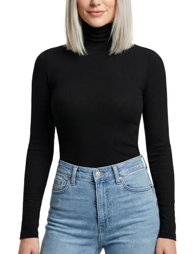Amazon.com: Womens Turtleneck Tops Ribbed(Black,XS) : Clothing