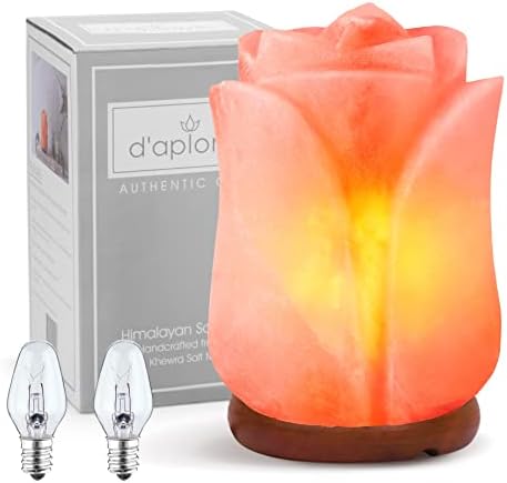 d'aplomb 100% Authentic Natural Himalayan Salt Lamp;Hand Carved Flower Rose