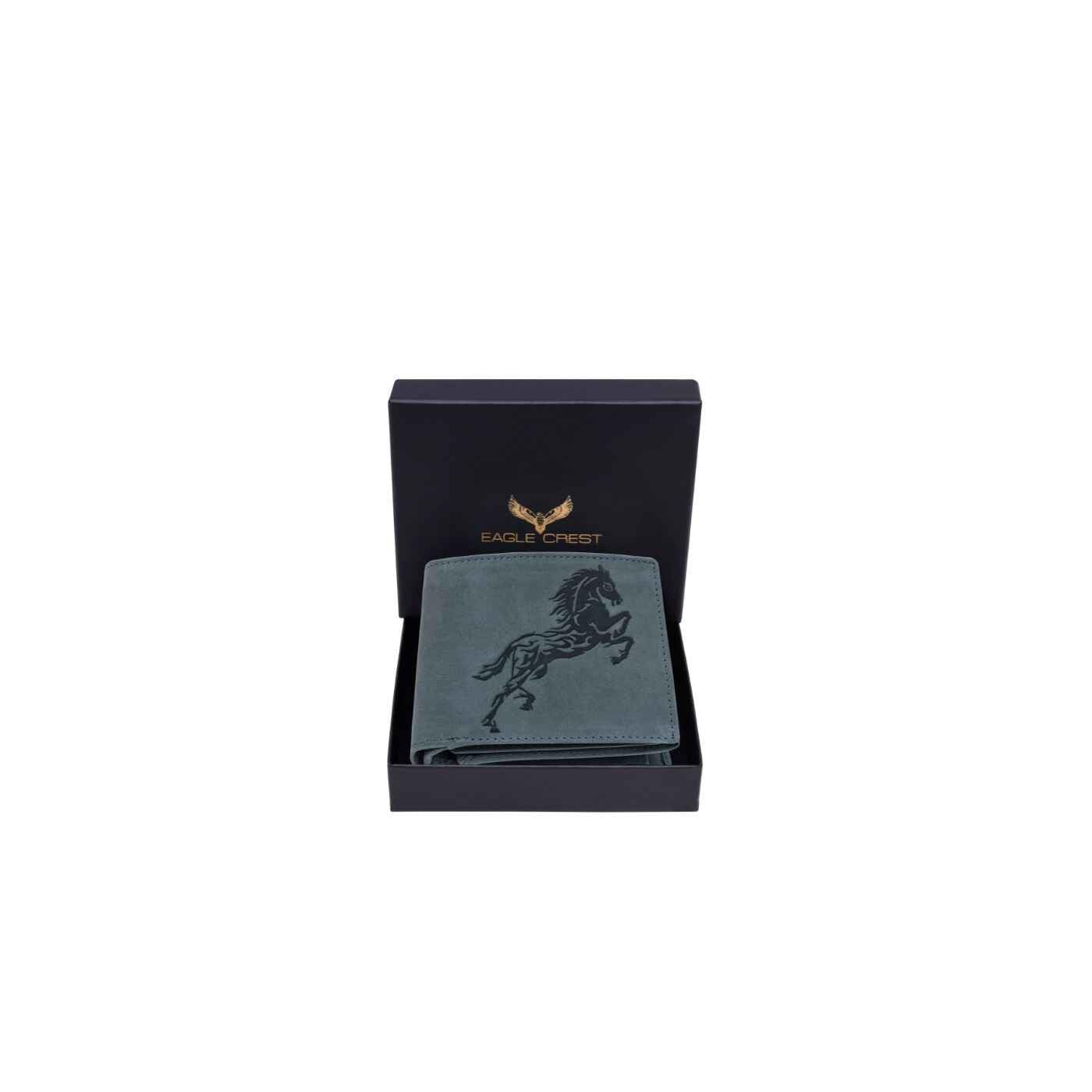 Eagle Crest Stalion Vintage Blue Leather Wallet for Men