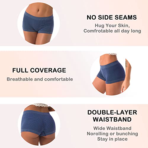 Image of DEEP TOUCH Women Boyshort Underwear Seamless Boxer Panties Breathable Stretch Boxer Briefs for Ladies 5 Pack
