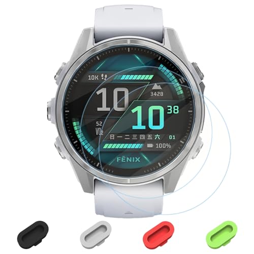 Verre trempé Garmin Fenix 8 43mm lot de 3 avec bouchons anti-poussière