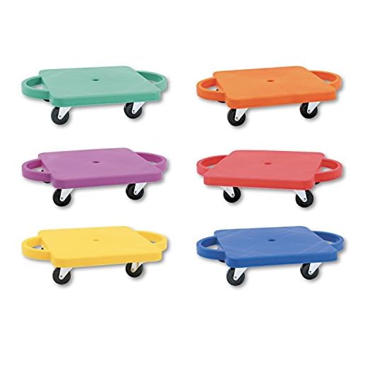 Champion Sports Standard Scooter Board with Handles - Set of 6, Multi-Colored