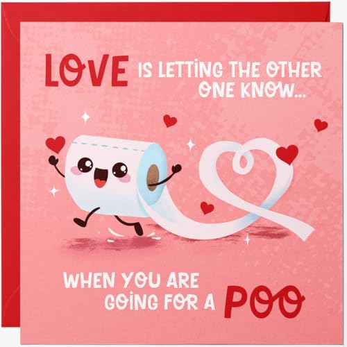 Funny Anniversary & Valentines Day Card - Cheeky Going for a Poo Love Card for Partner - Romantic Humour Greeting Card