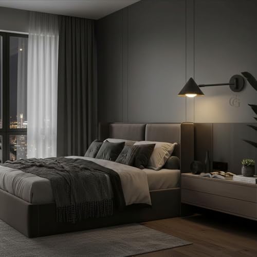 Image of Designer Cone Wall-Mounted Spotlight|Adjustable Arm Bedside Lamp for Ambient & Reading Lighting, Perfect for Bedroom, Office, Living Room, Hotels|Polished-Black