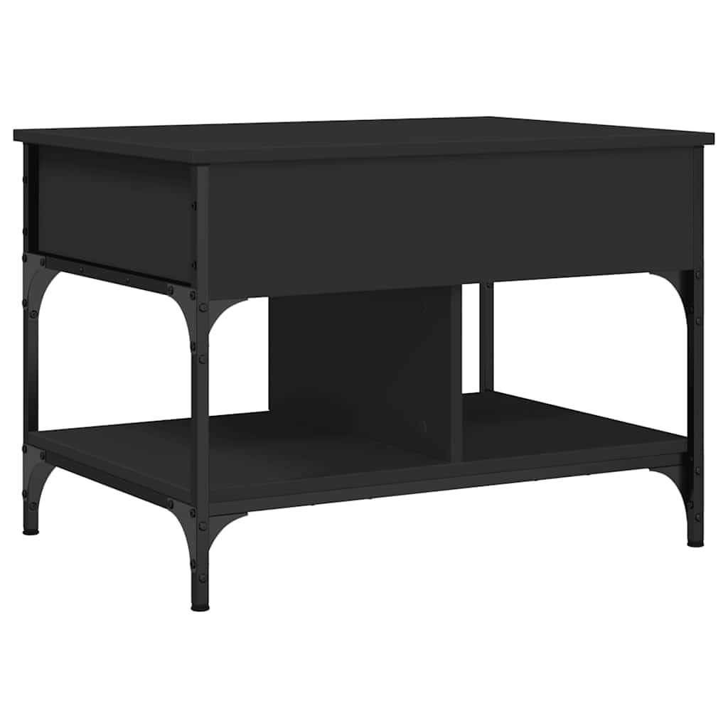 Table basse relevable noire 70x50 cm en bois et métal style industriel