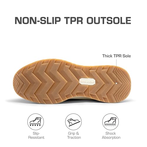 DREAM PAIRS Ankle Winter Boots for Women Waterproof Lace Up Anti-Slip Warm Snow Booties Fashion Sneaker Boots,Size 11,Beige,SDSB2416W-1