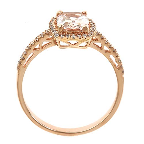 Gin & Grace 10K Rose Gold Real Diamond Ring (I1) With Genuine Morganite Daily Work Wear Jewelry For Women Gifts For Her #TOP2