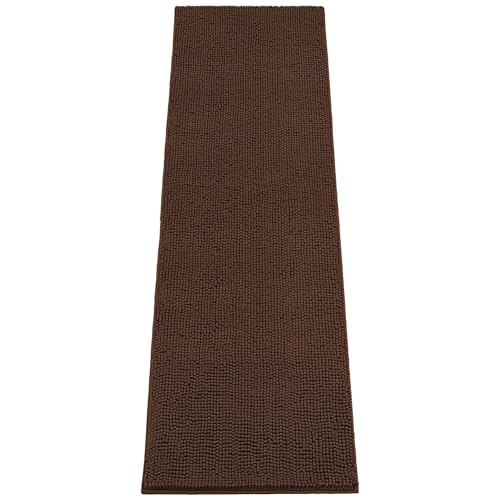 Image of Absorbent Dog Door Mat for Muddy Paws, 72 inch x 24 inch Chenille Indoor Mats for Entryway, Trap Dirt Front Door Mat Indoor Entrance Washable Non Slip Soft Brown