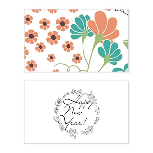 Tarjeta conmemorativa de año nuevo floral: pintura artística con mensajes de buenos deseos