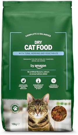 by Amazon Alimento Seco Completo para Gatos Adultos con Atún y Arenque, 10 kg, Paquete de 1