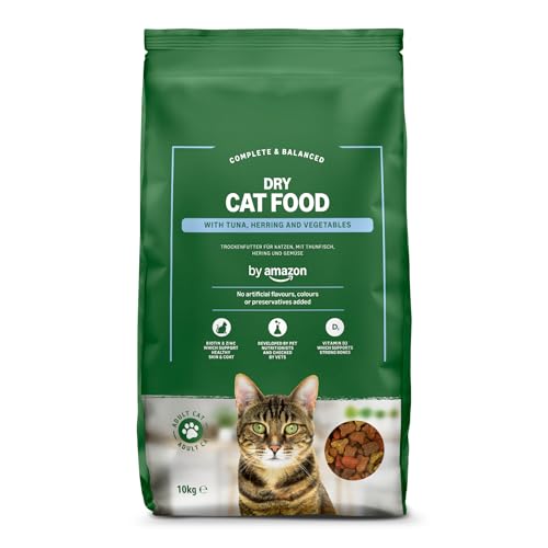 by Amazon Alimento Seco Completo para Gatos Adultos con Atún y Arenque, 10 kg, Paquete de 1