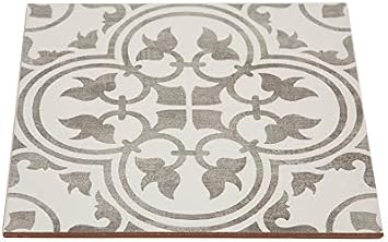 Flora 12x12 Gray White Encaustic Ceramic Tile (One Piece)