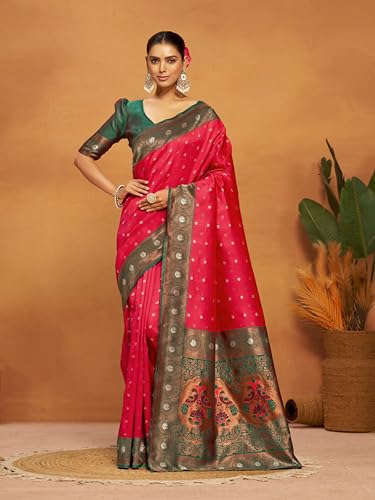 Image of EthnicJunction Women's Silk Blend Woven Paithani Saree With Blouse Piece | Wedding Saree | Heavy Saree