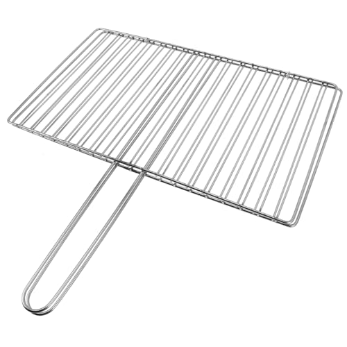 HEMOTON Stainless Steel Grilling Baskets Barbecue Grill Rack Mesh Fish Grill Rack Easy to Clean