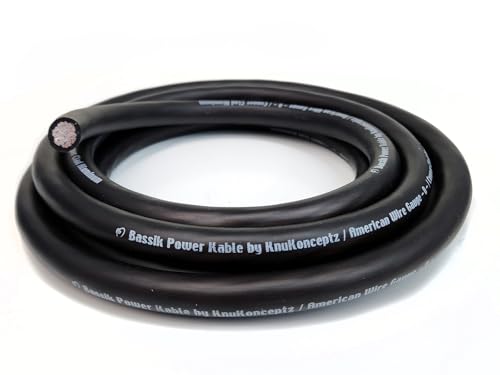 KnuKonceptz Bassik 1/0 Gauge AWG Primary Automotive Battery Power/Ground Wire Cable - Black 25 Feet