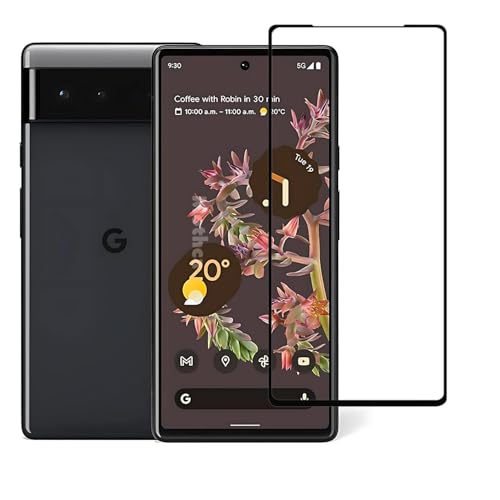 Image of Mothca Military-Grade Full Glue Tempered Glass Screen Protector for Google Pixel 6A With Installation Kit | Edge to Edge Coverage | Black (Pack of 1)